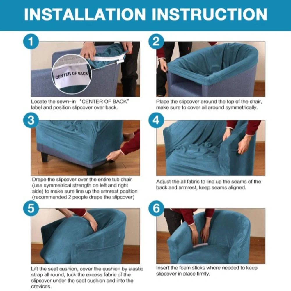 Tub Chair Protector Cover Skid Resistance High Stretch Super Soft